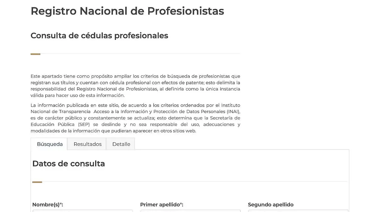 Cédula profesional - Registro Nacional de Profesionales